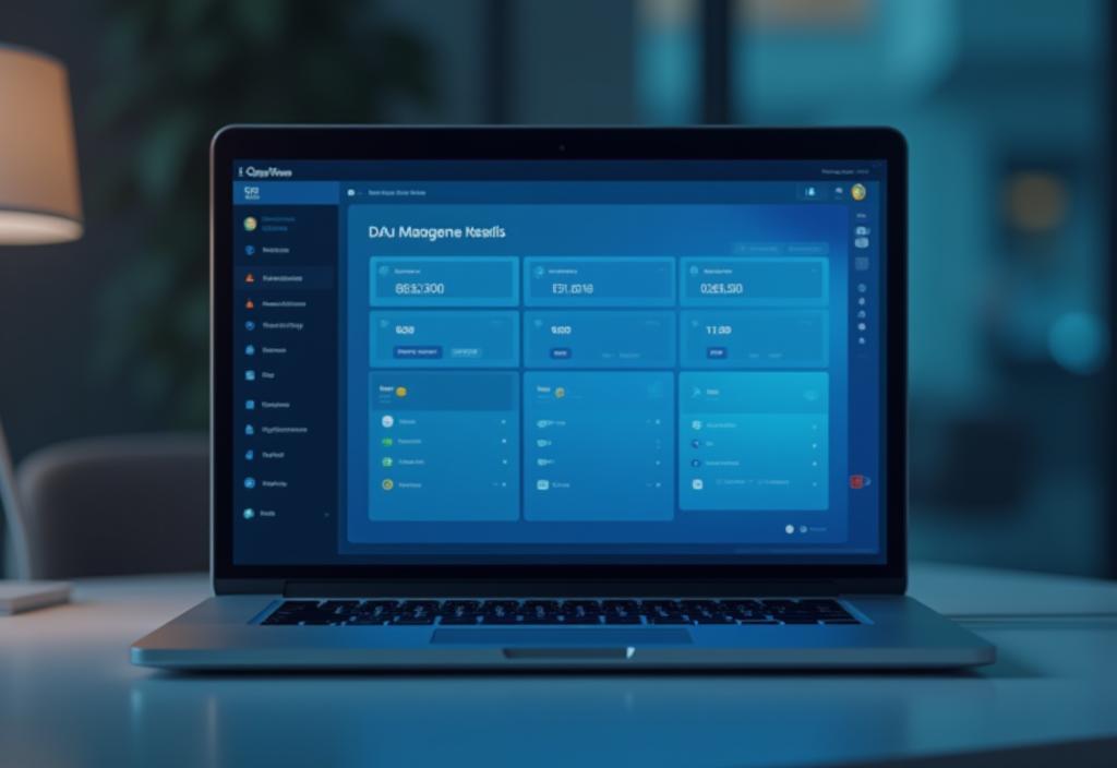 Laptop che mostra interfaccia gestionale hotel
